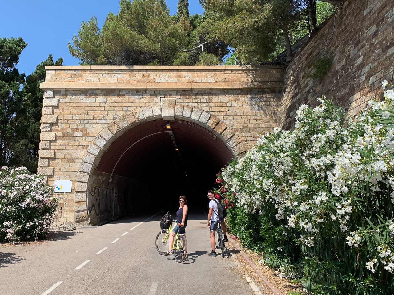 Bike track through a railway tunnel