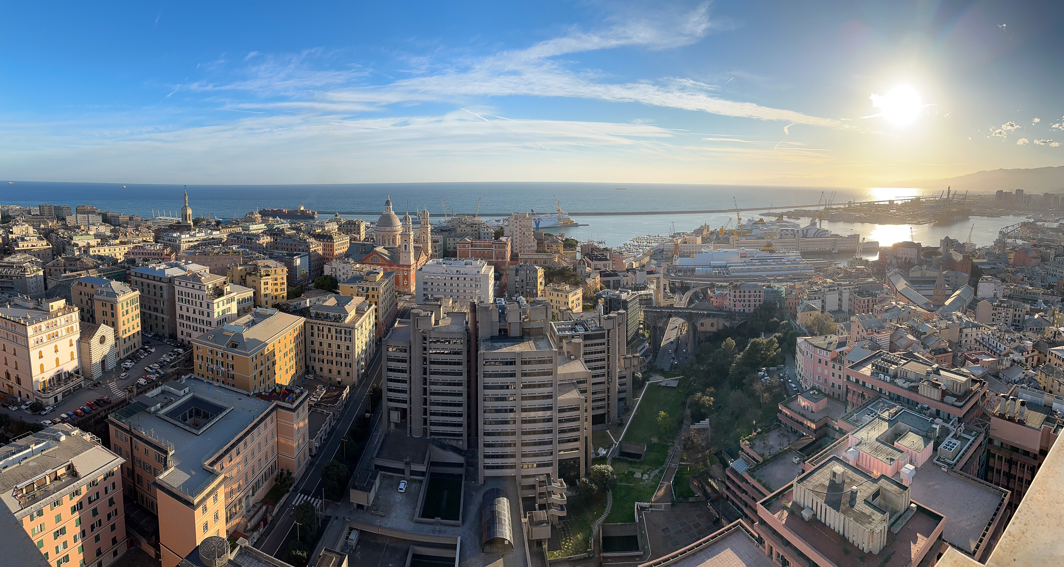 Genoa from above - seen from the Terrazza Colmbo on top of the Piacentini Skyscraper