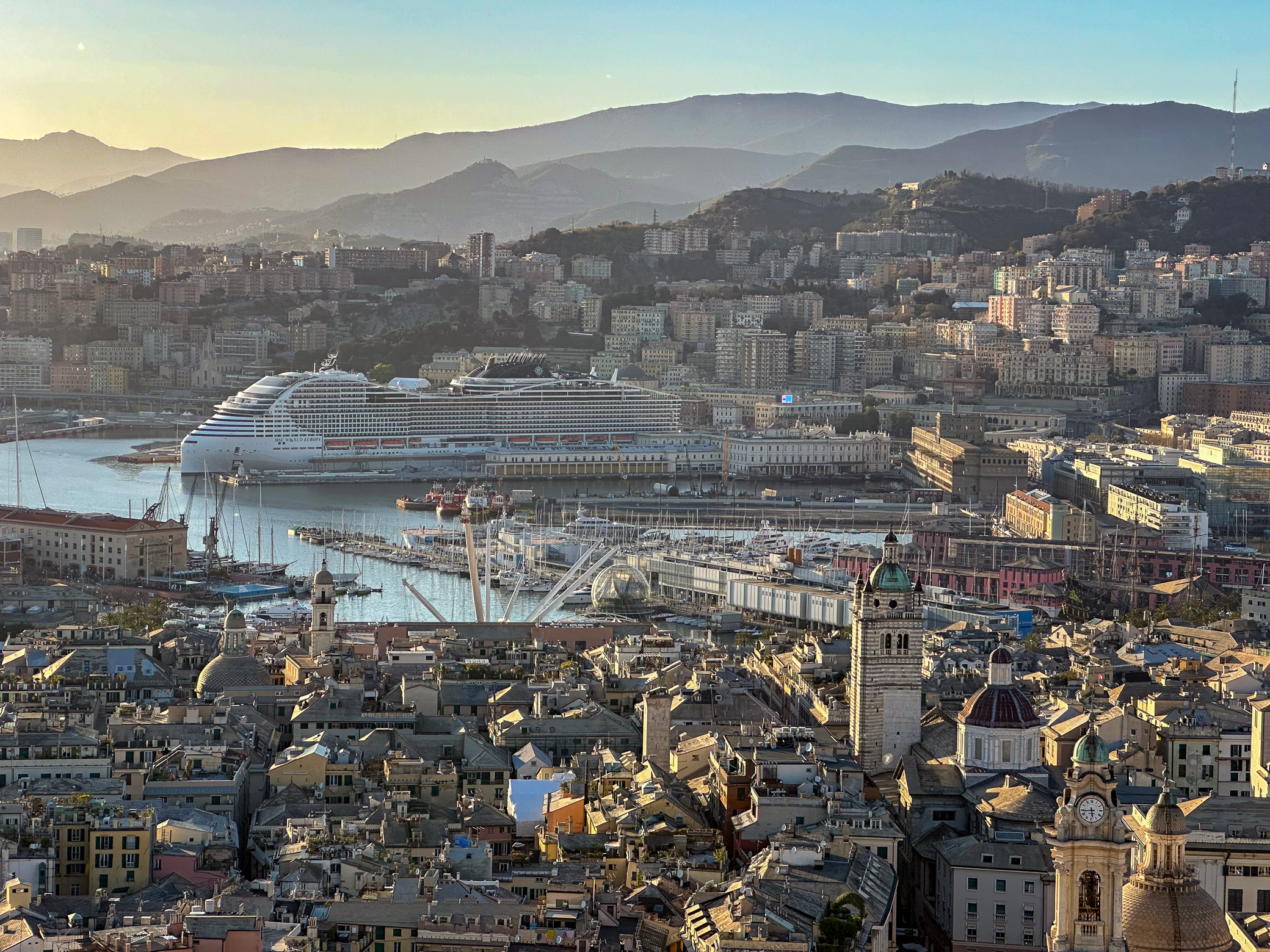 Genoa from above - seen from the Terrazza Colmbo on top of the Piacentini Skyscraper