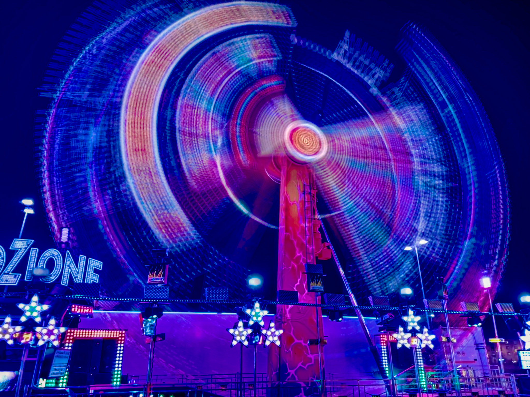 Genova Luna Park 2024 at night