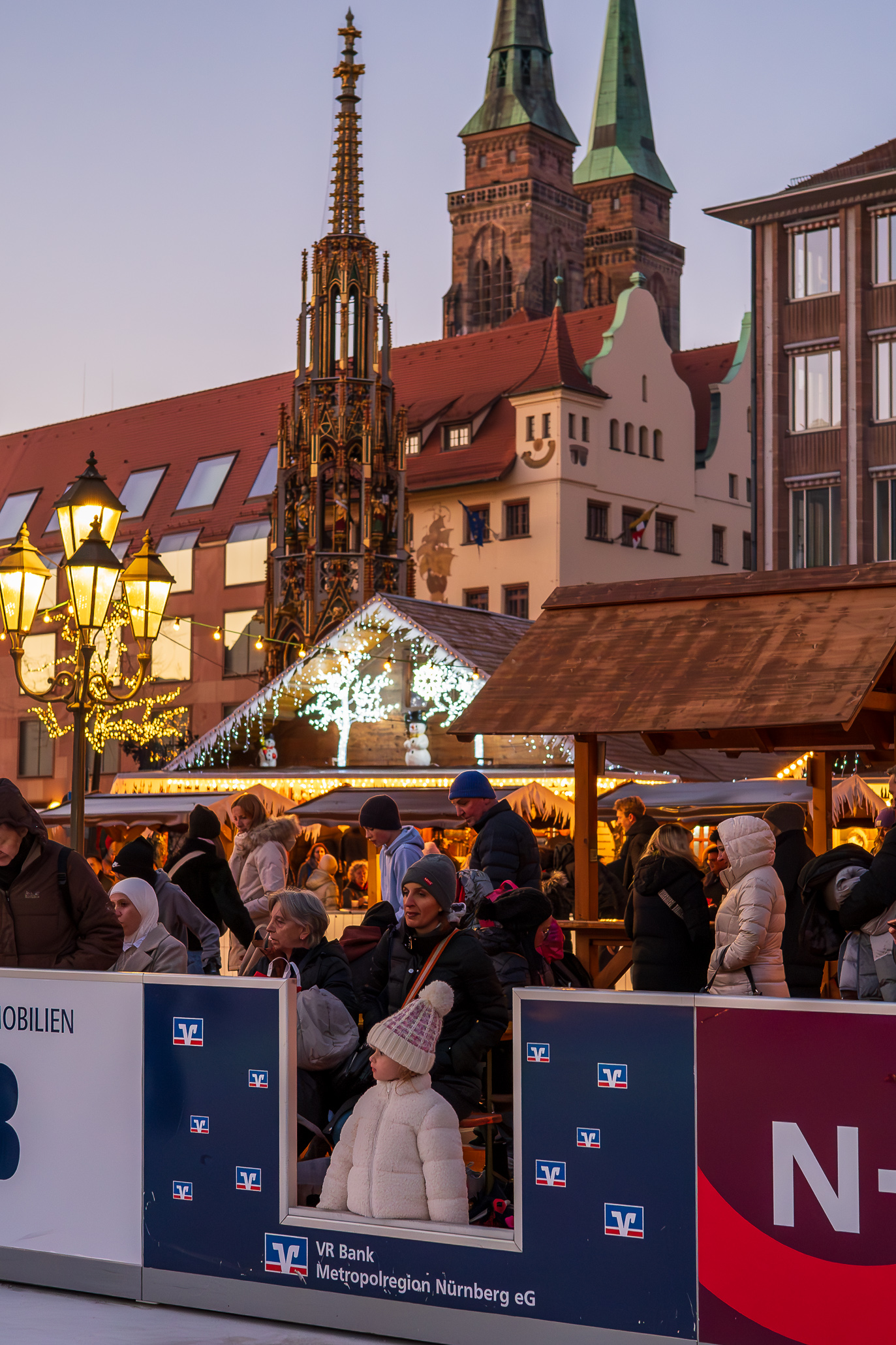 Little snow man girl in Nuremberg City