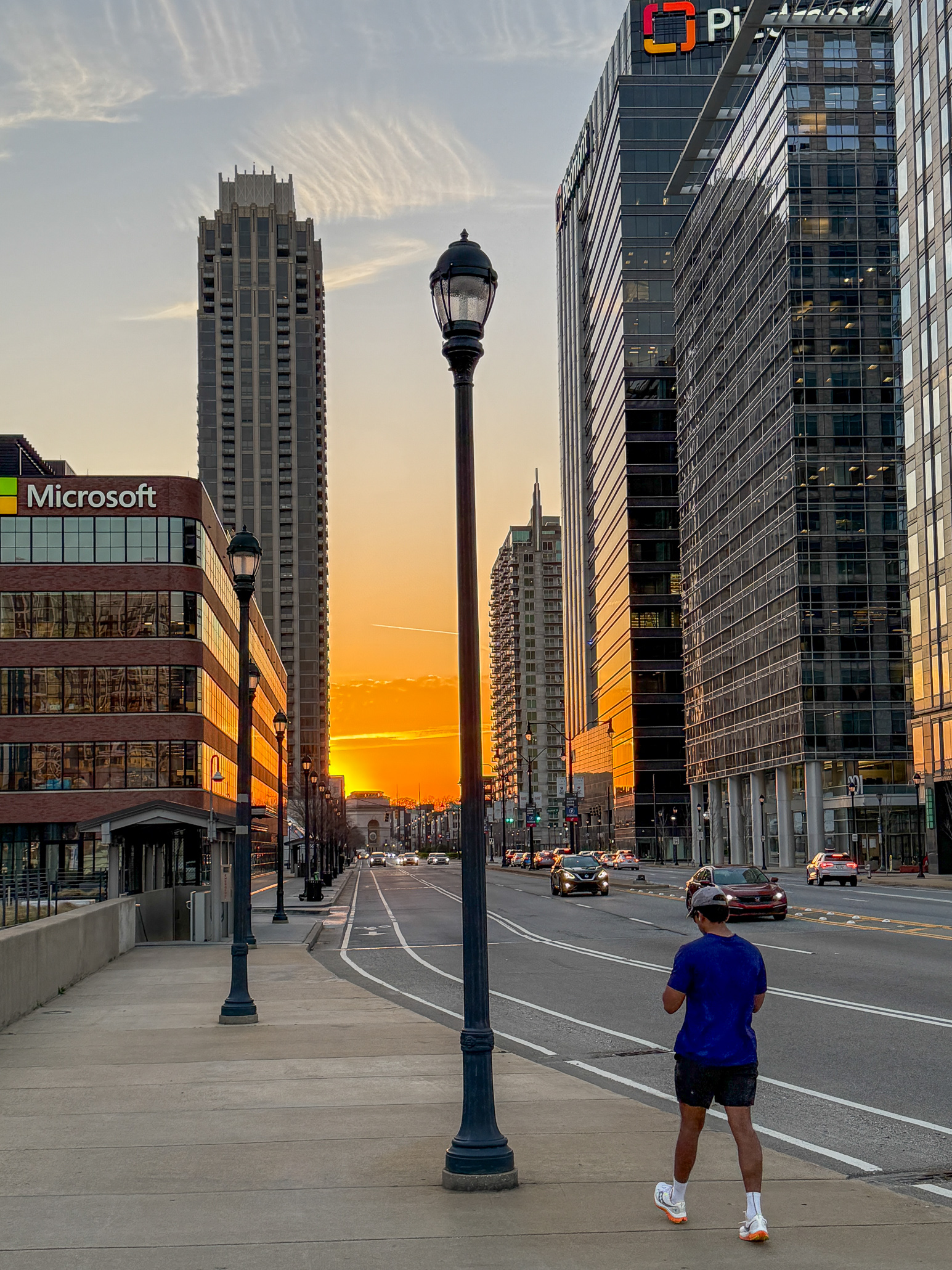 Joggers heading home late afternoon in Atlanta Midtown