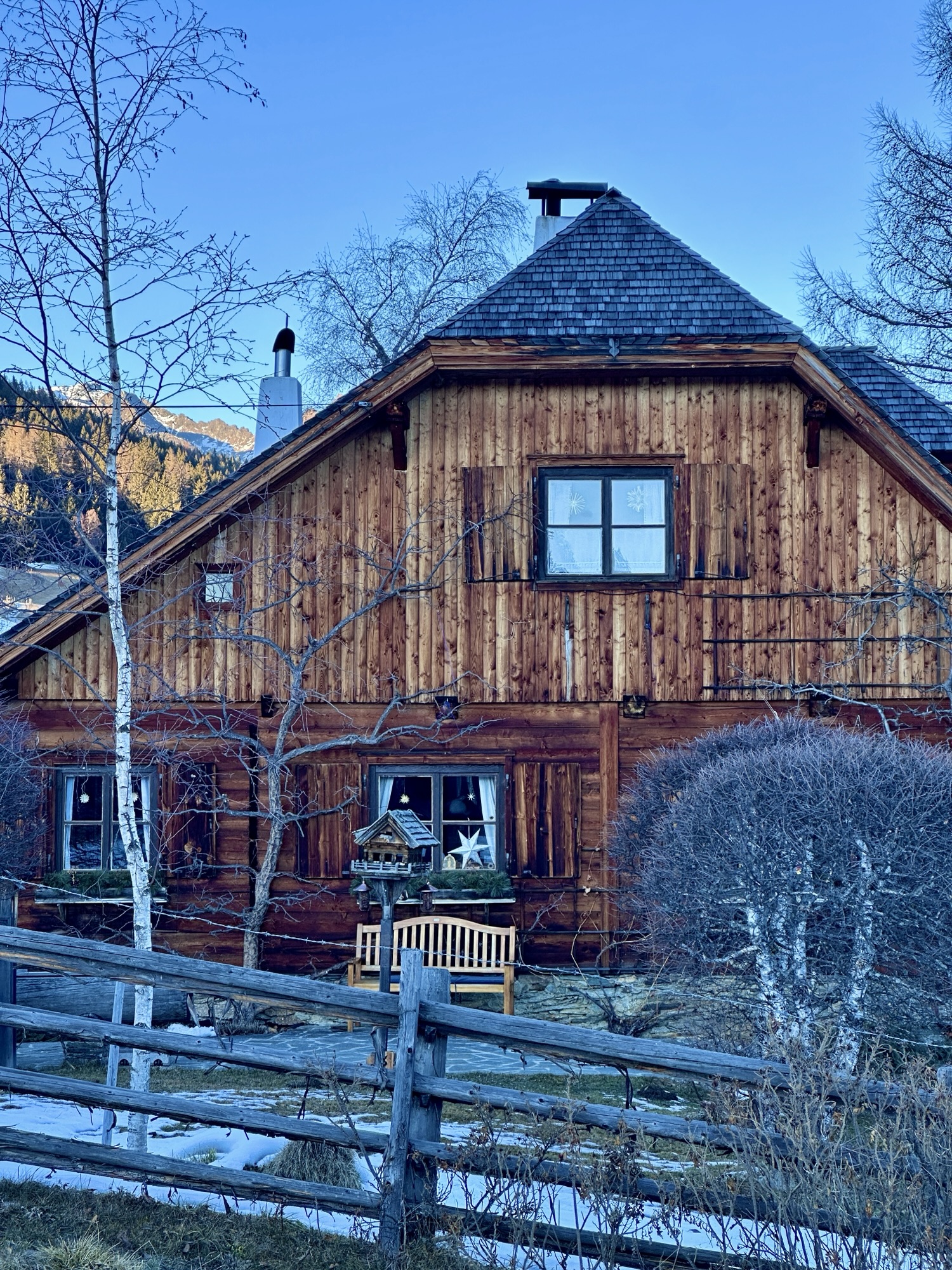 Cozy mountain retreat captured on a walk with my phone