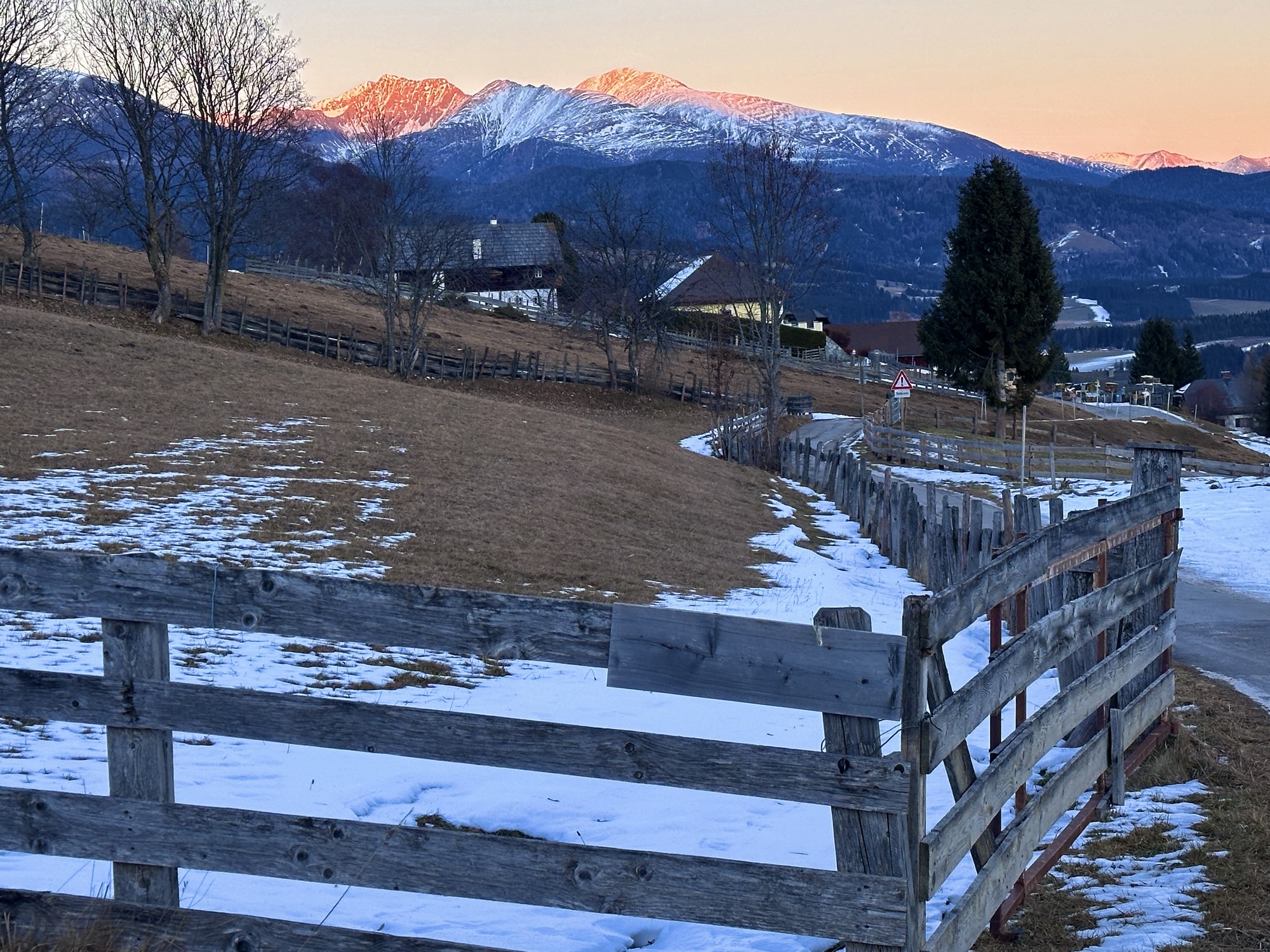mountain glowing in the sunset